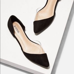 Justfab Farra Flats- never worn black size 8